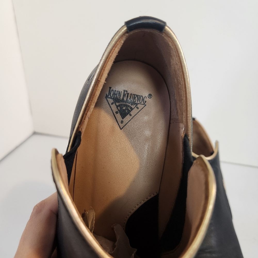 John Fluevog Super Fine Prestige Black Leather Slip On High Heel Shoes Size 9.5 - Picture 9 of 15